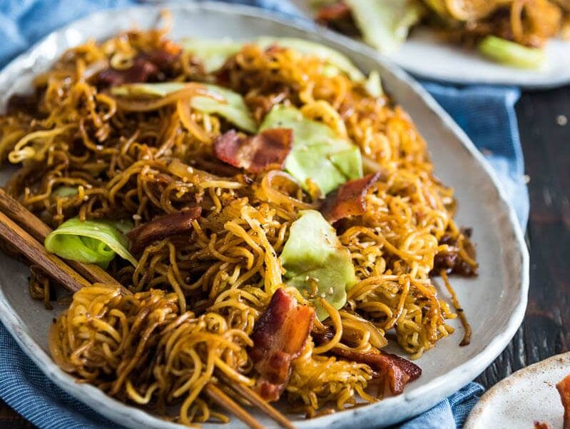 Bacon Pan Fried Noodles