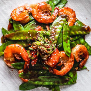 Thumbnail of spicy shrimp with snow peas.