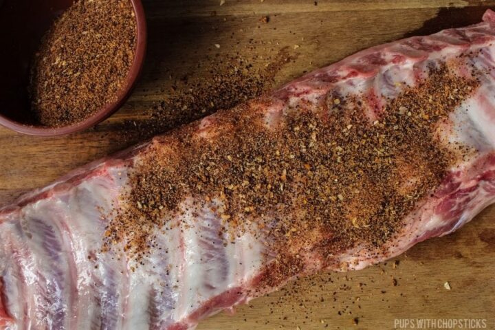 coca cola ribs sprinkled with dry rub.