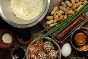 Ingredients for Chinese Sticky Rice (Lo Mai Fan)