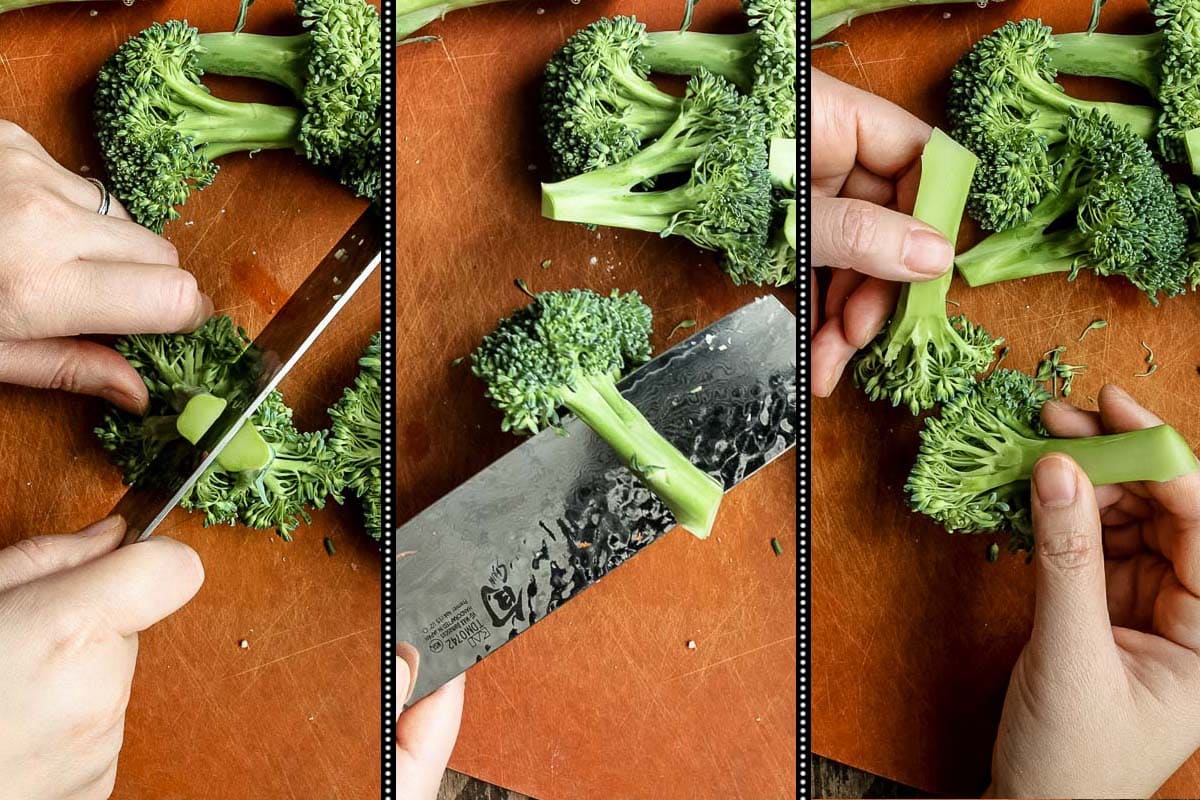 steps on how I cut broccoli.