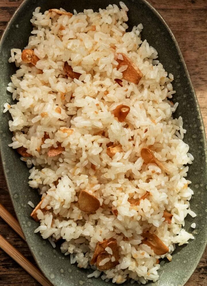 Garlic Fried Rice (Sinangag) in a green bowl