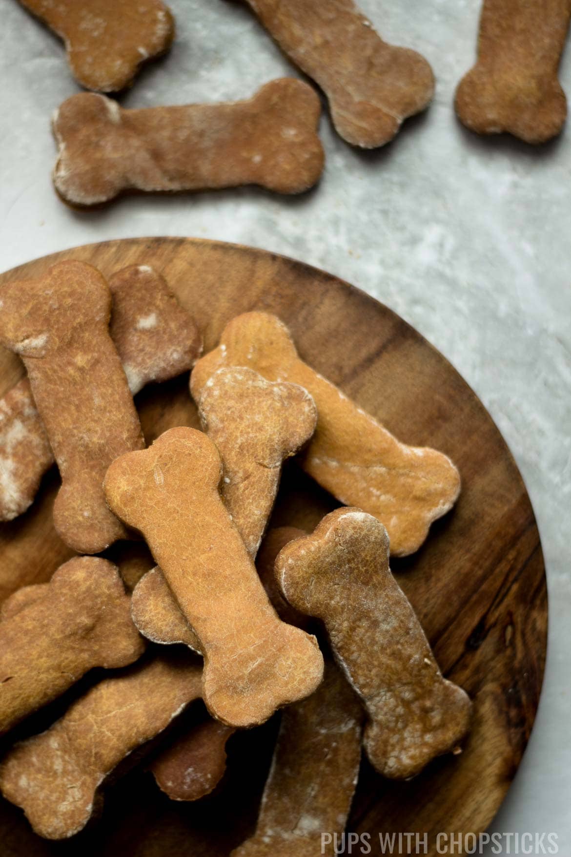 Grain free dog treats in a pile on the table