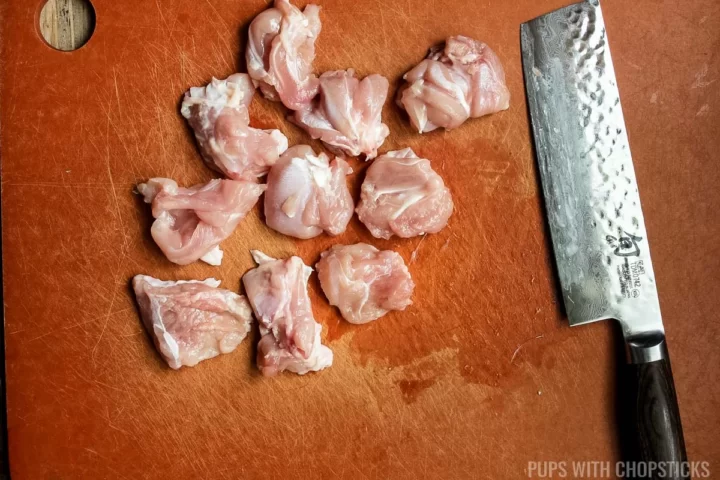 Chicken pieces cut into 1 inch pieces